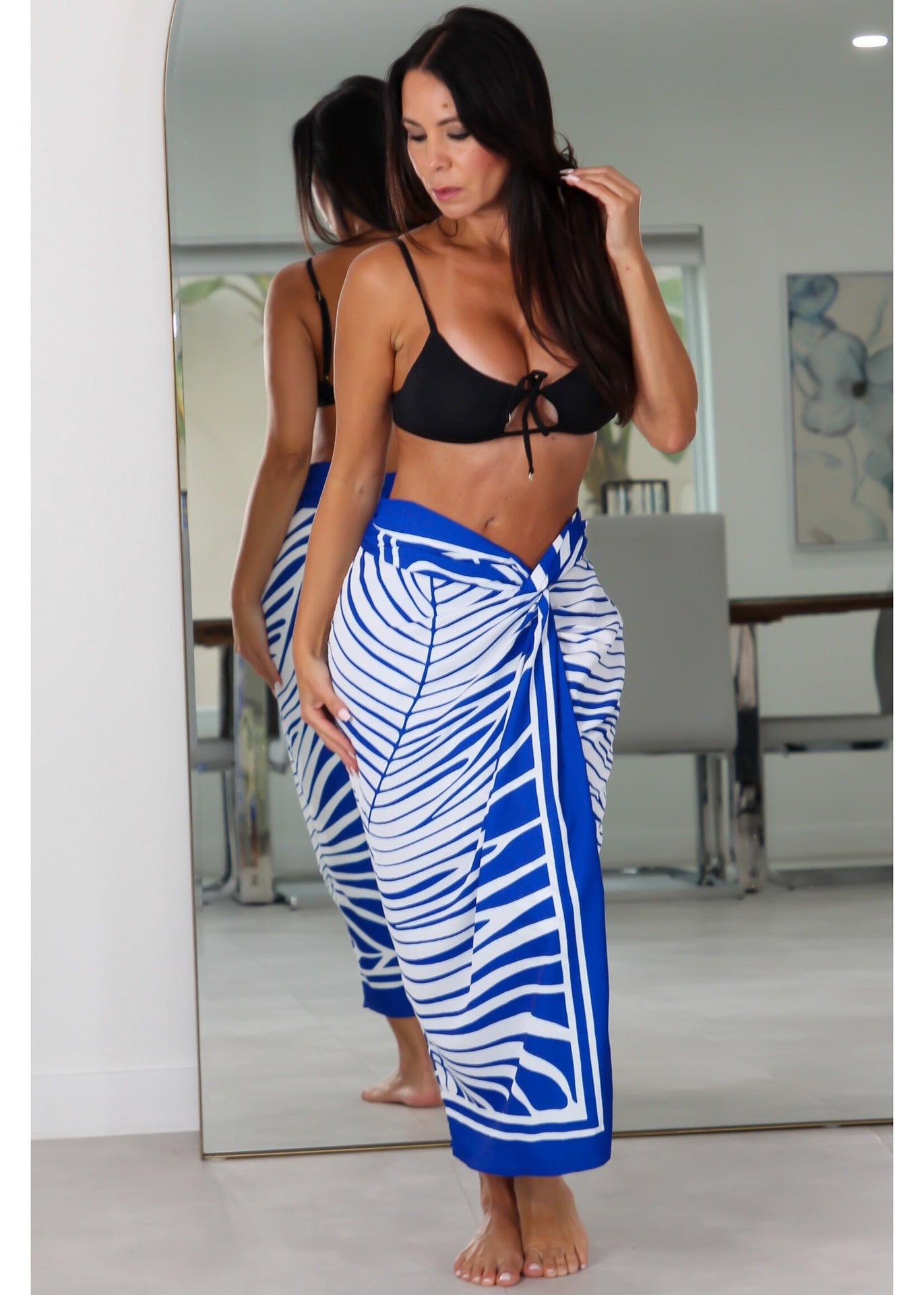 36558B Scarf Printed Midi Skirt