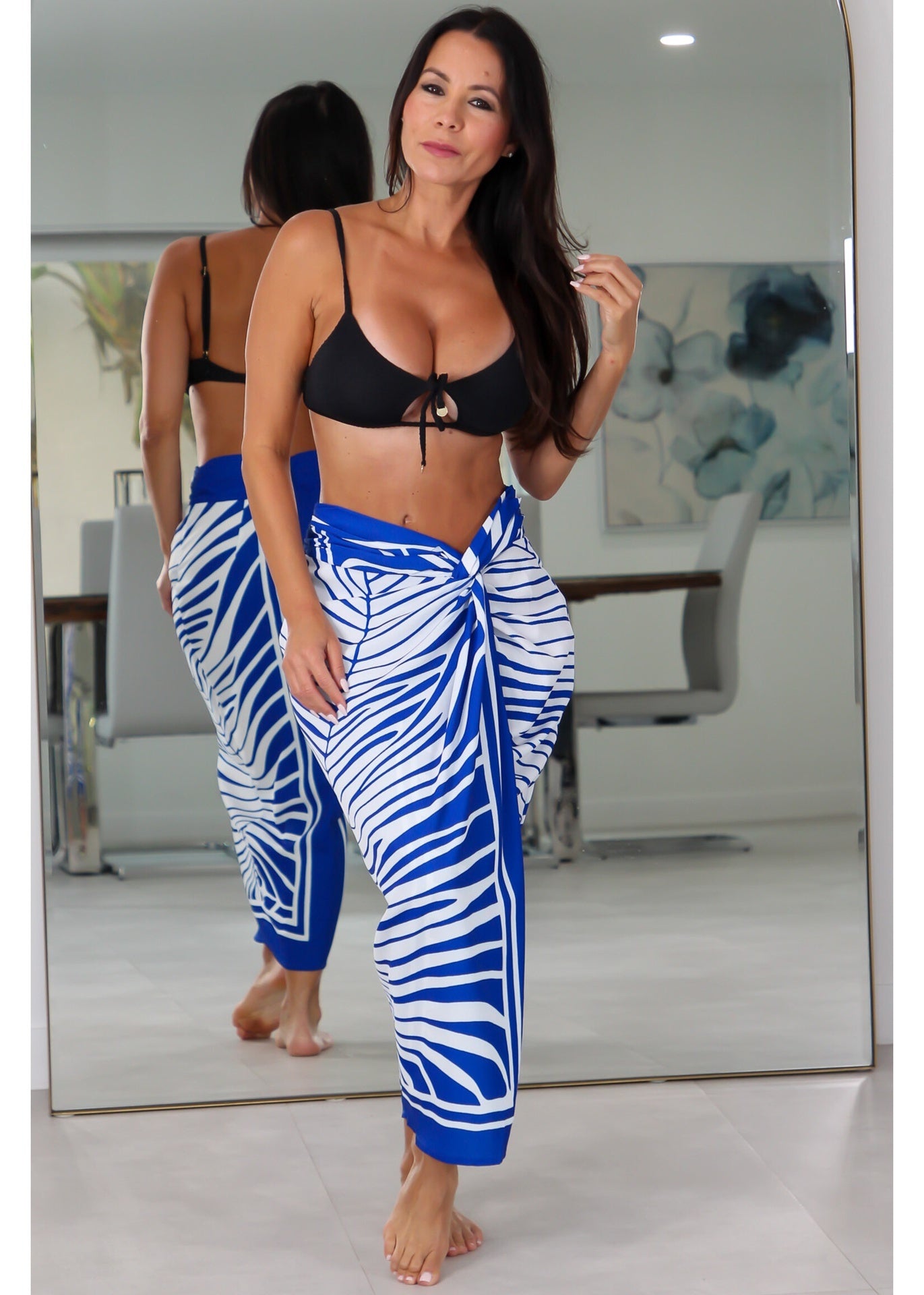 36558B Scarf Printed Midi Skirt