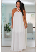 30038 Buckle Neck Backless Maxi Dress