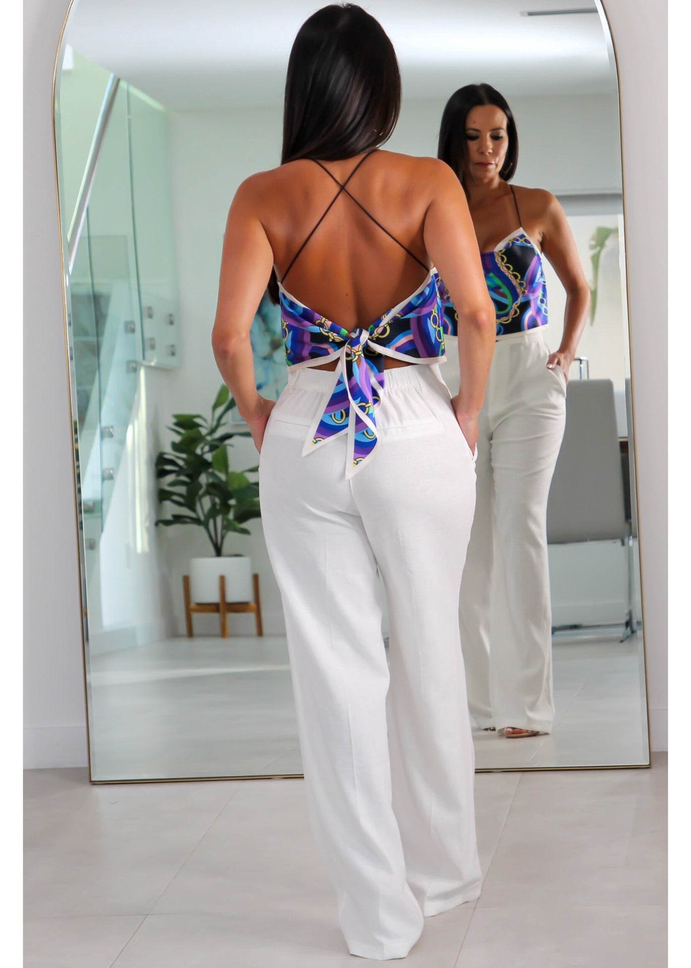 6838 Linen Full Length Twill Pants