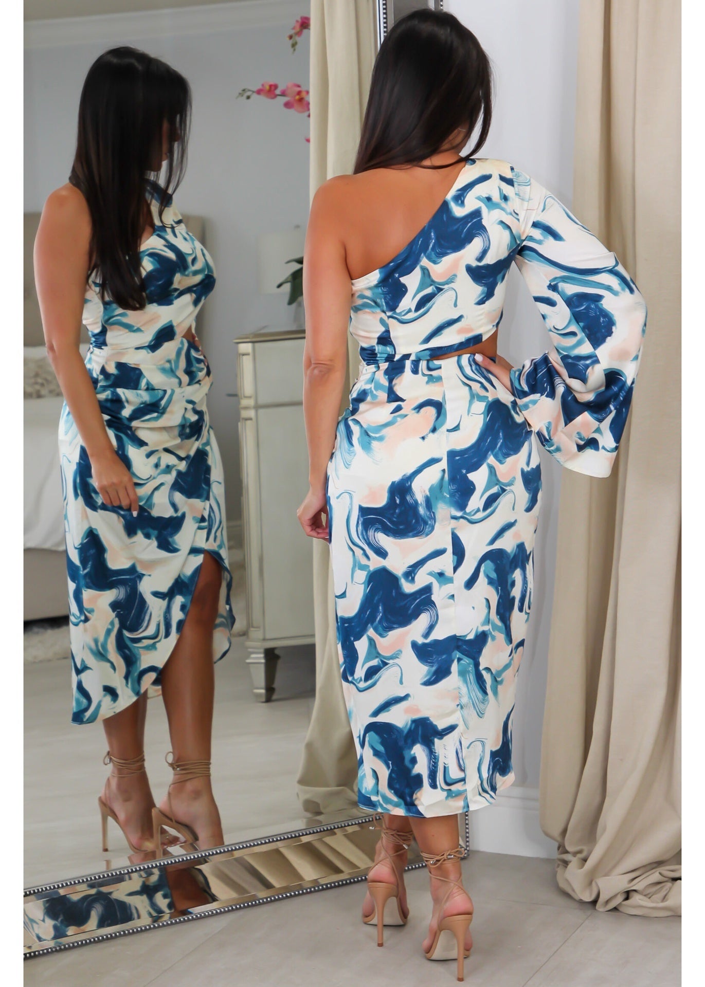 9317 Satin Drape One Shoulder Dress