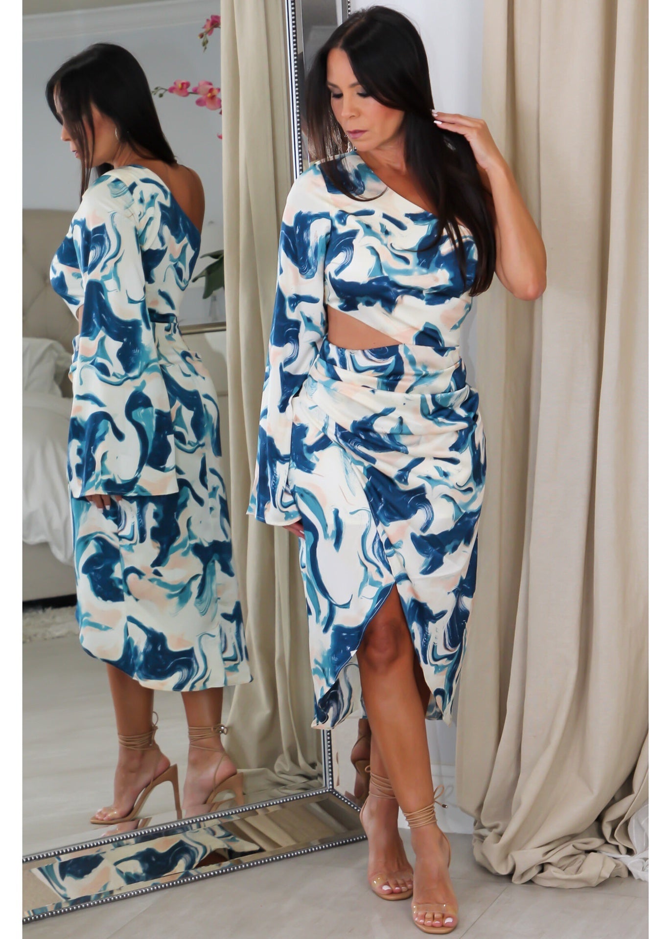 9317 Satin Drape One Shoulder Dress