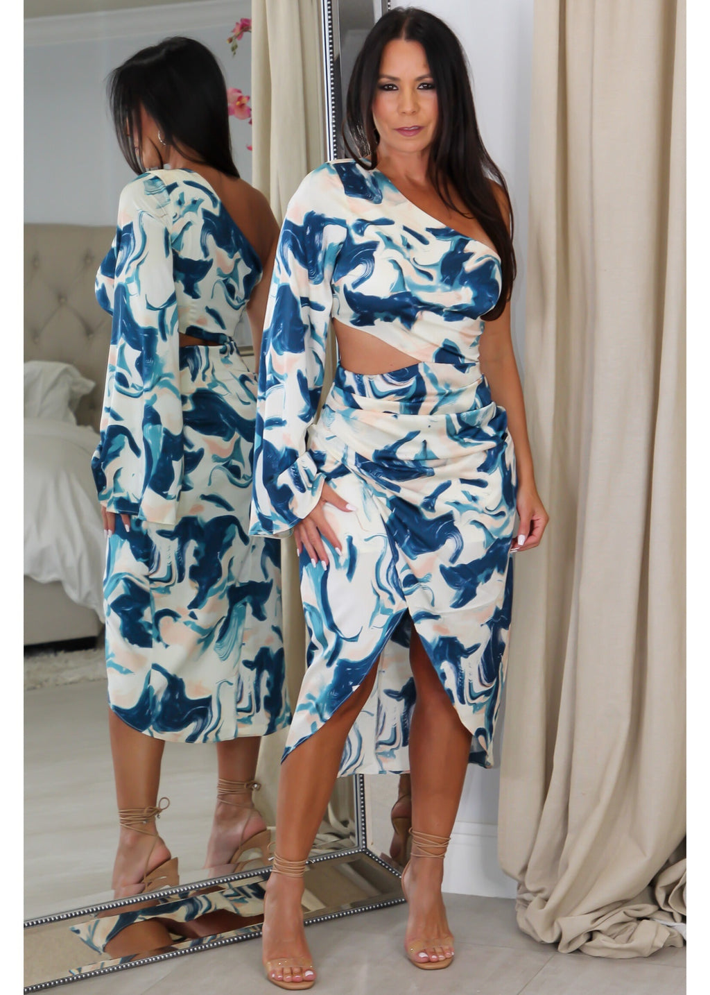 9317 Satin Drape One Shoulder Dress