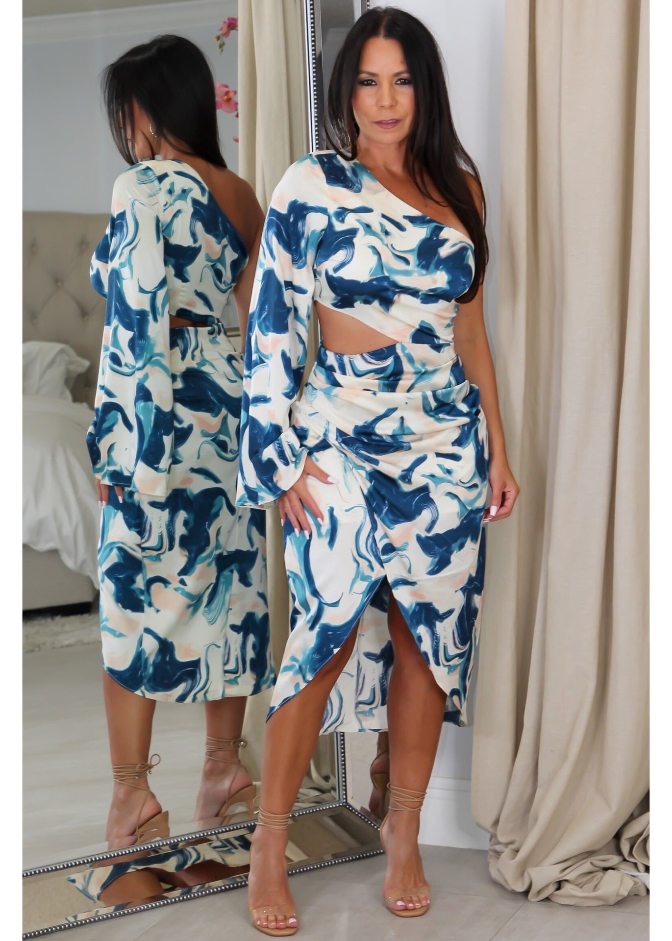 9317 Satin Drape One Shoulder Dress