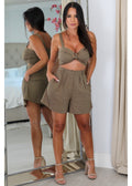 60786 Cropped Bra Top & Short Set