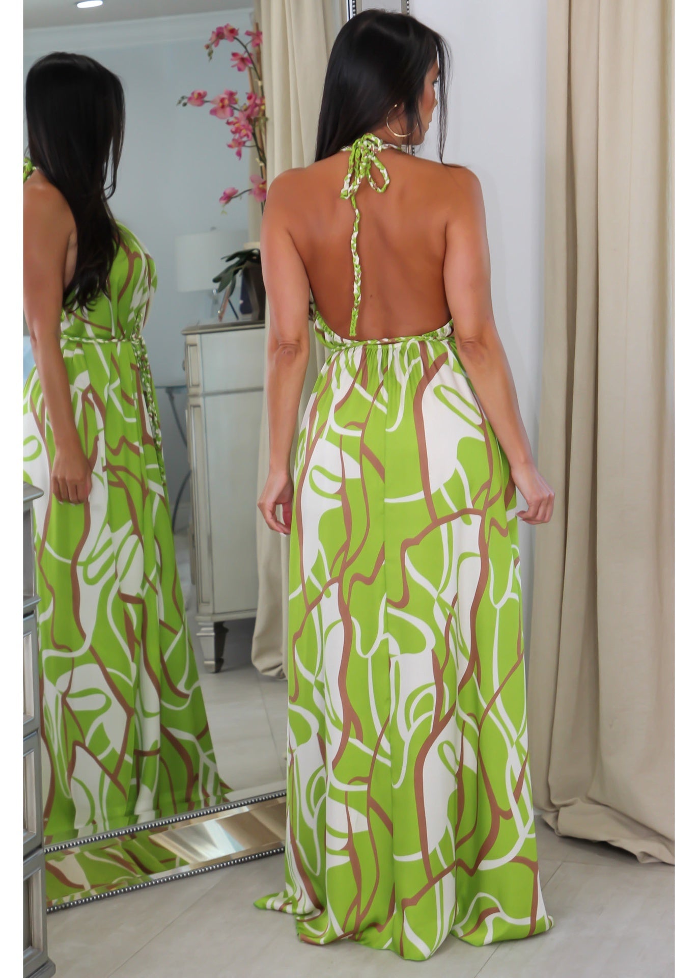 29345 Halter Backless Maxi Dress