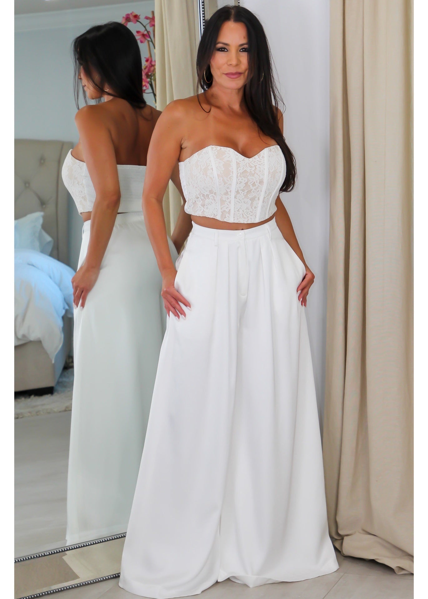 60753 Lace Corset & High Waisted Pant Set