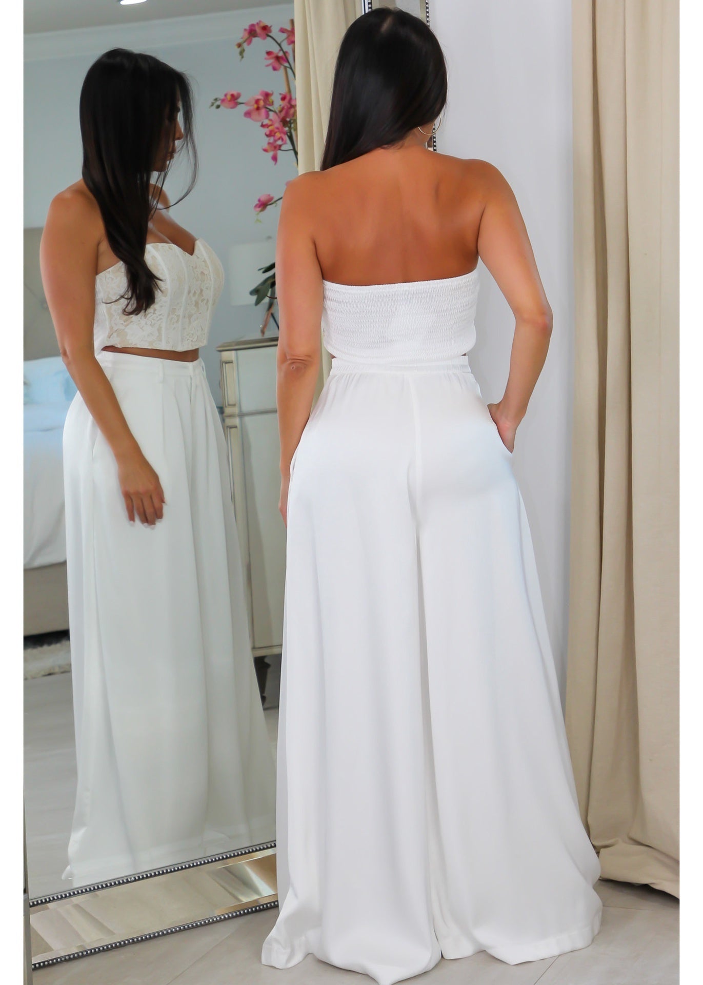 60753 Lace Corset & High Waisted Pant Set