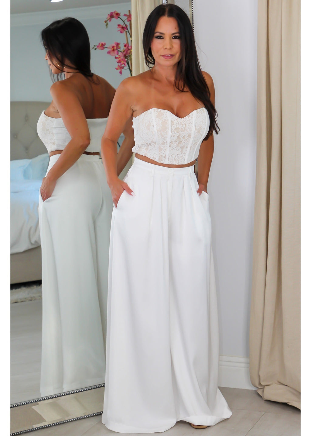 60753 Lace Corset & High Waisted Pant Set