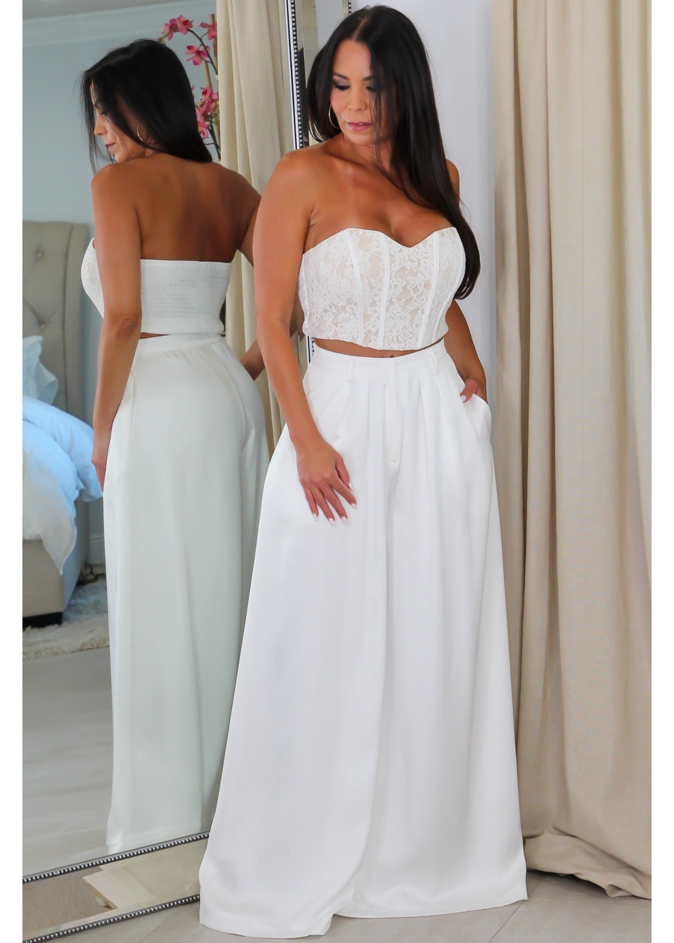 60753 Lace Corset & High Waisted Pant Set