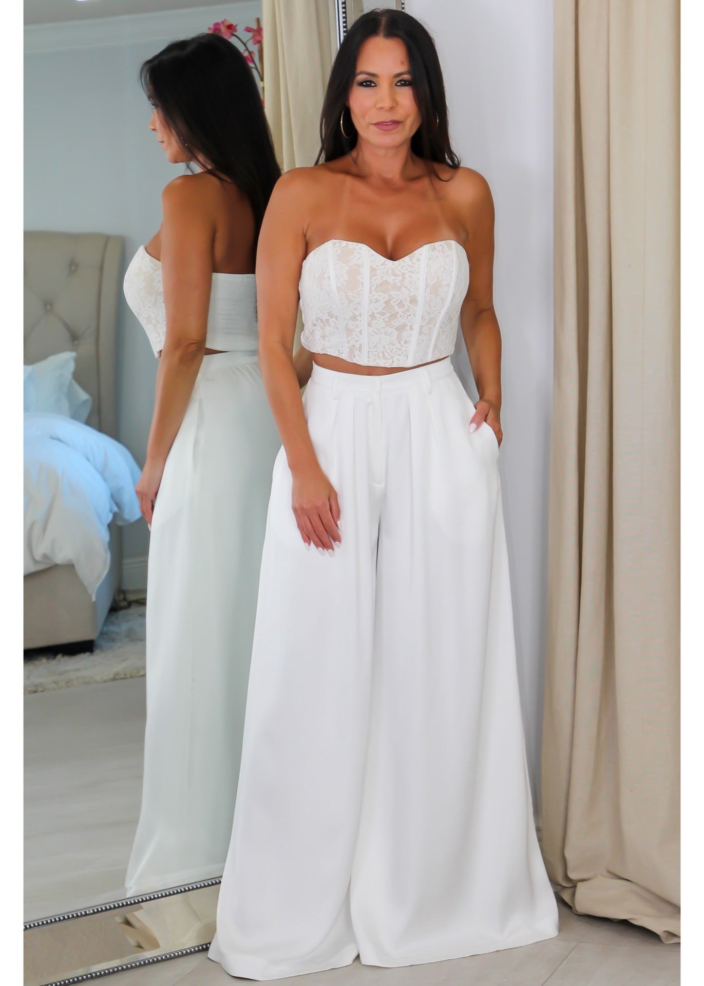 60753 Lace Corset & High Waisted Pant Set