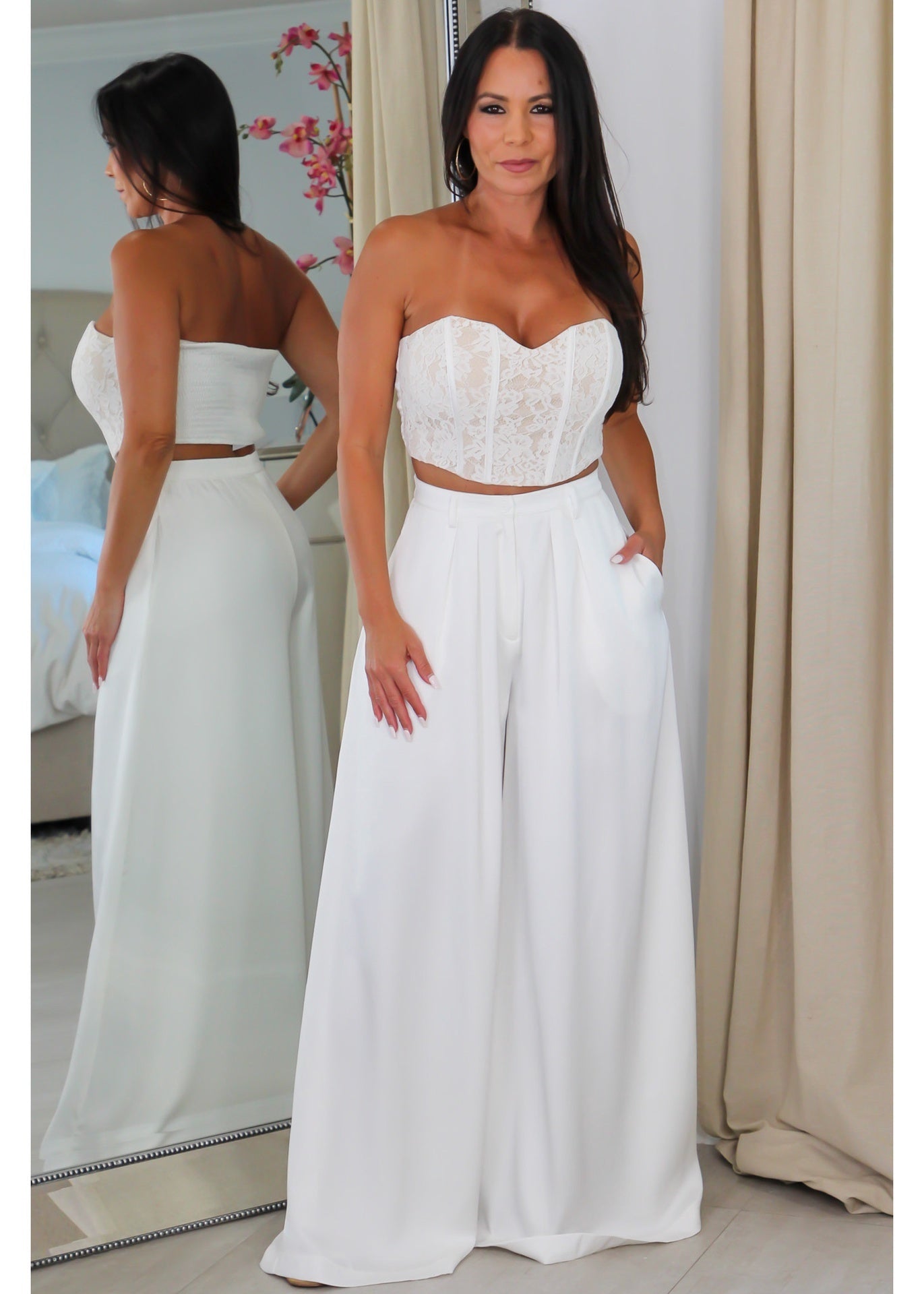 60753 Lace Corset & High Waisted Pant Set