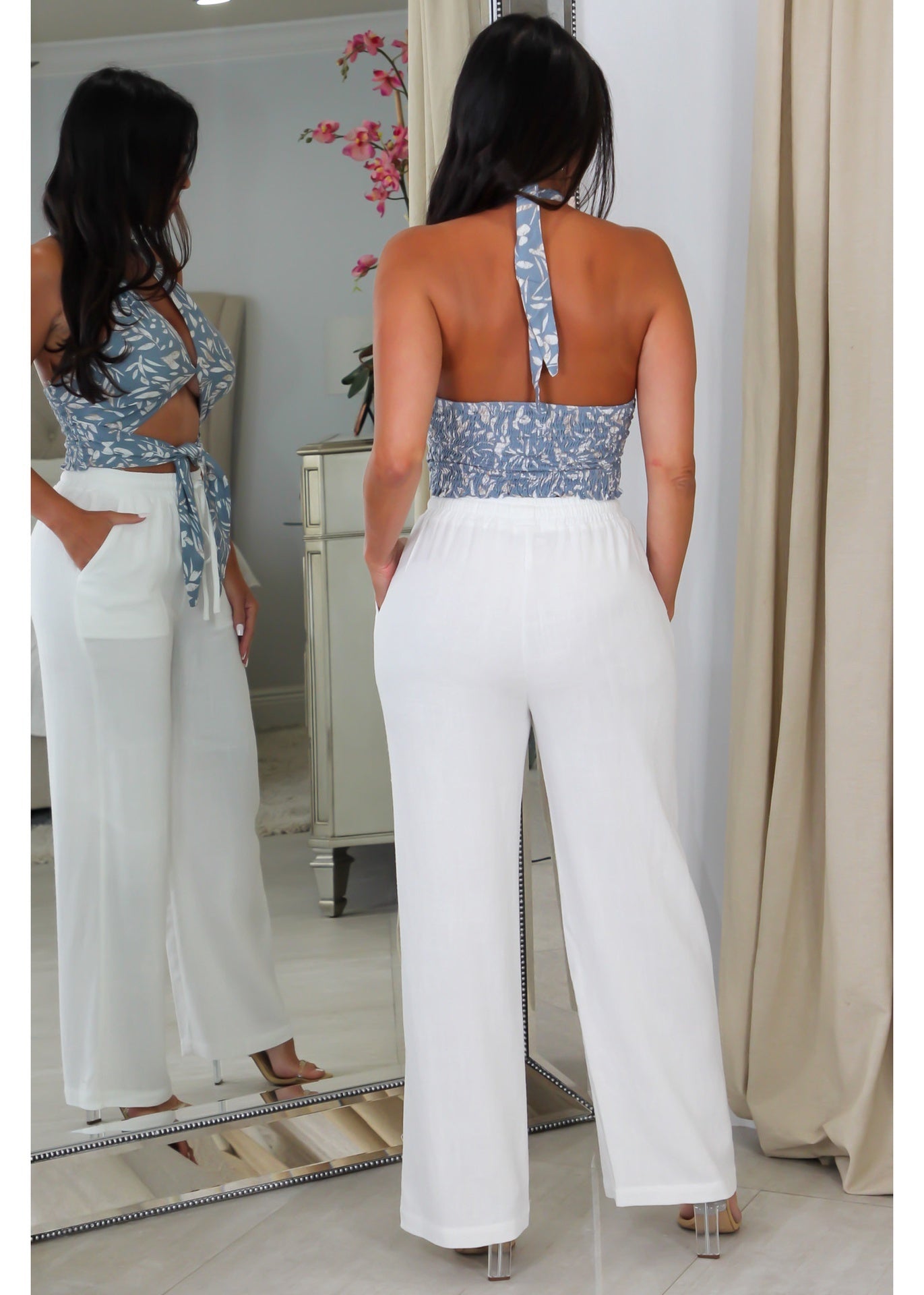 1054 Halter Cut out Front tie Top