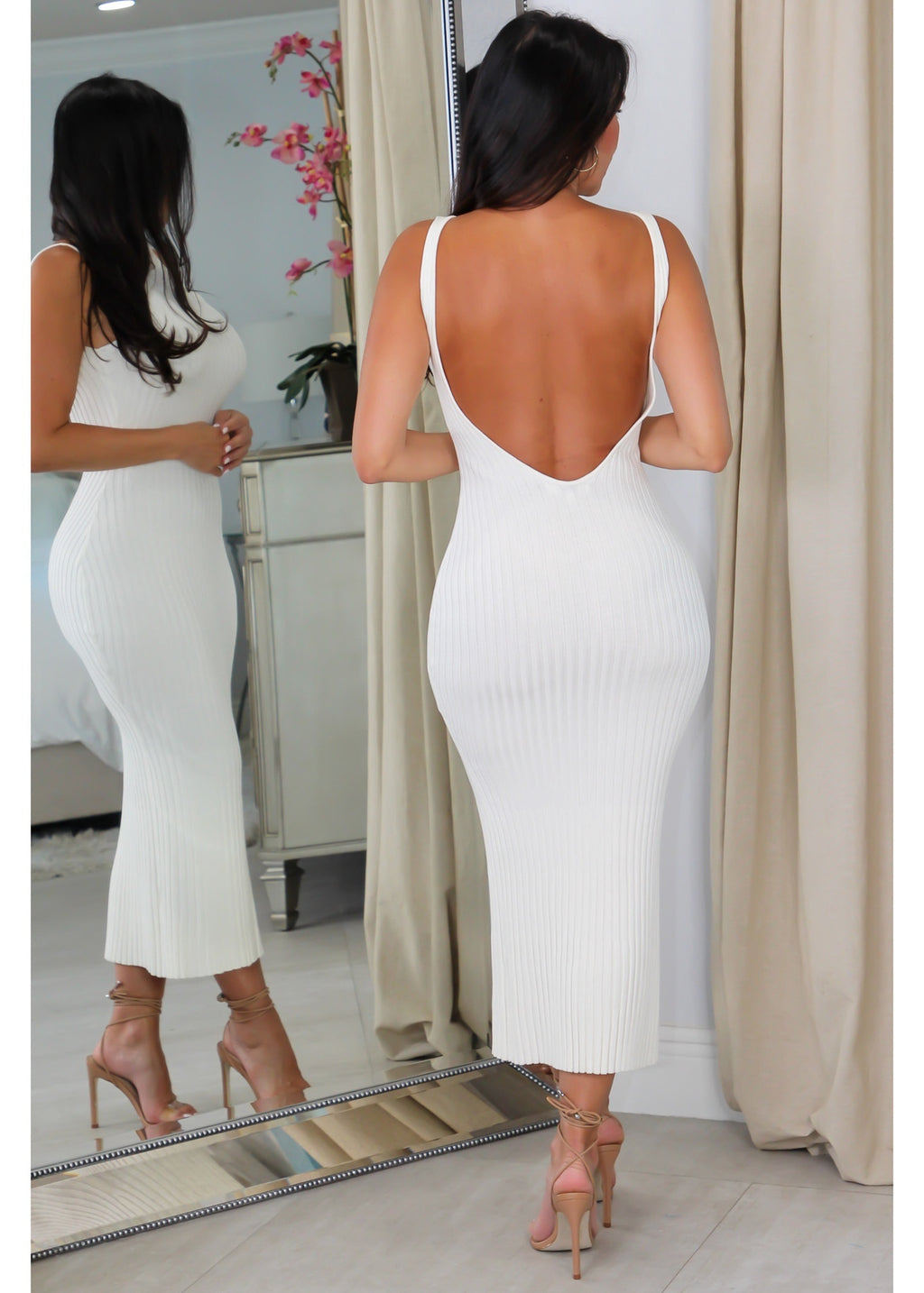 1225 Open Back Sleeveless Midi Dress