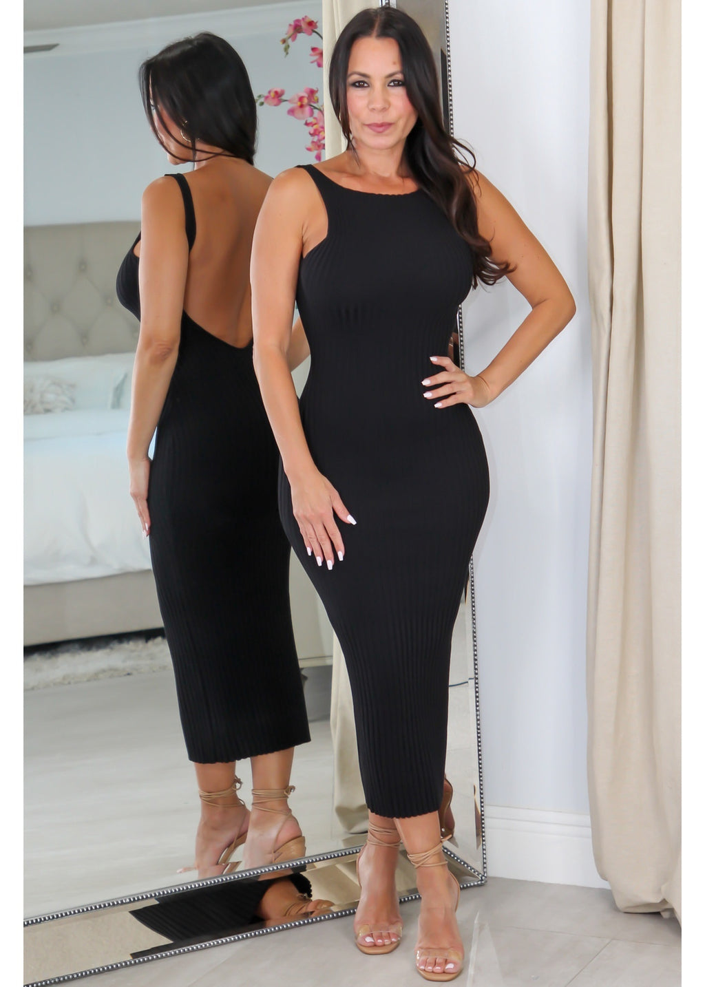 1225 Open Back Sleeveless Midi Dress