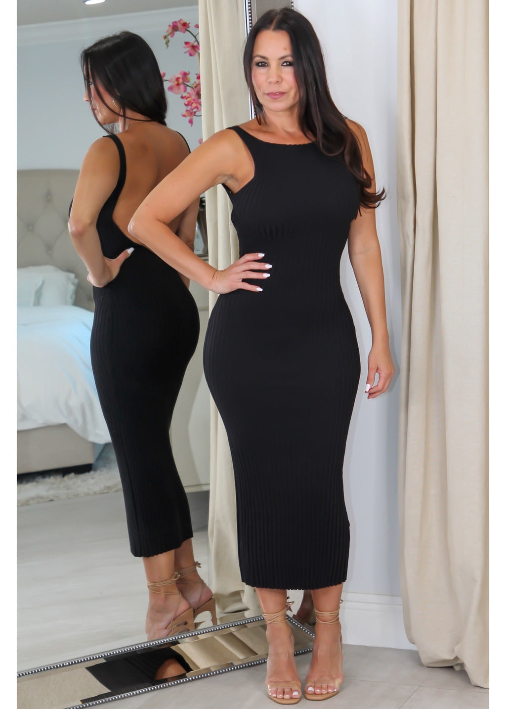 1225 Open Back Sleeveless Midi Dress