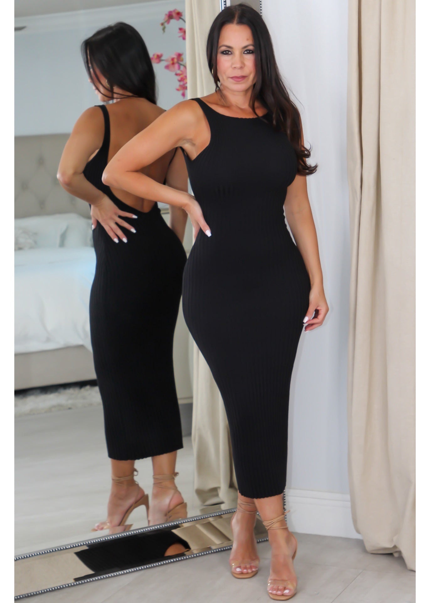 1225 Open Back Sleeveless Midi Dress