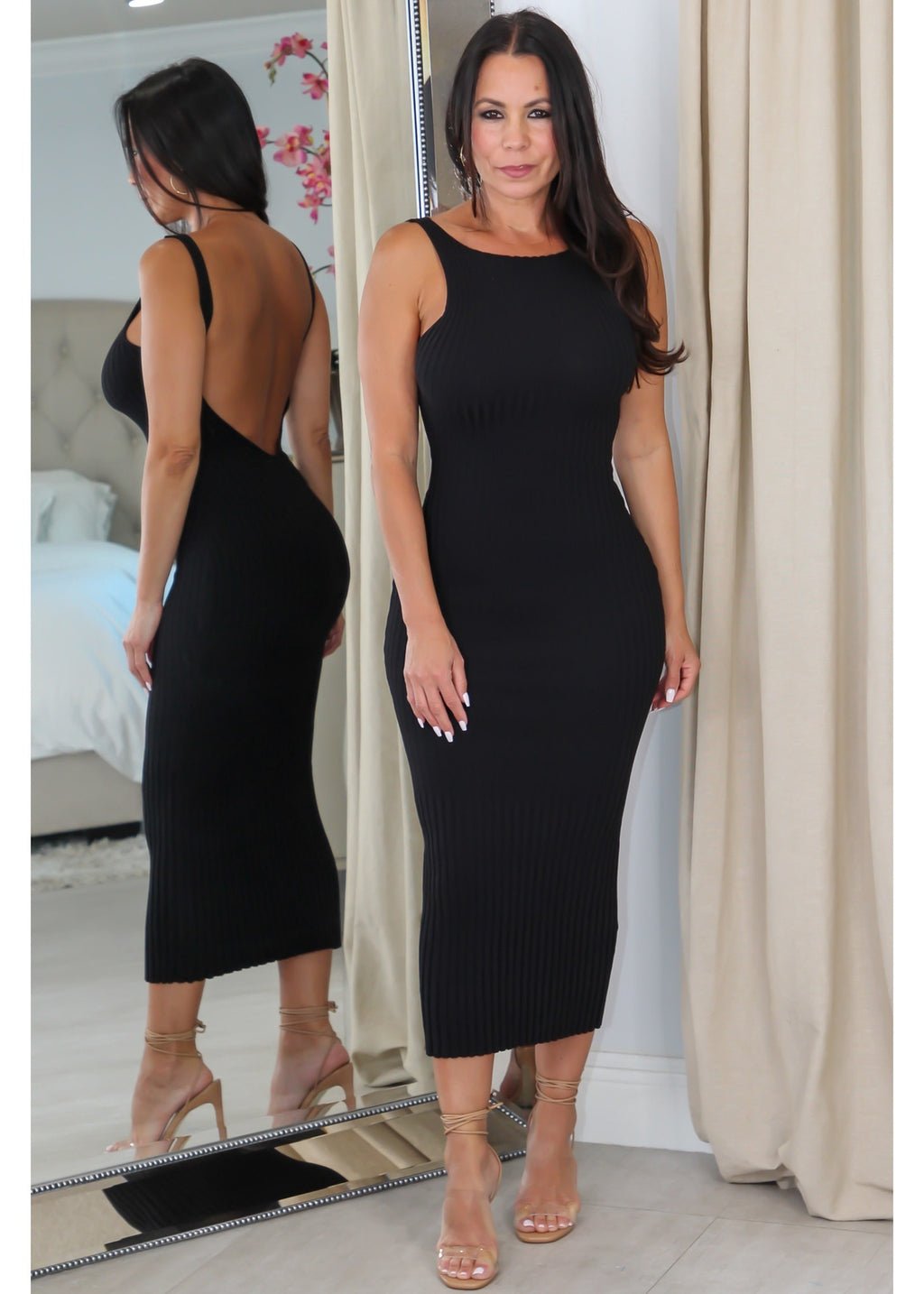 1225 Open Back Sleeveless Midi Dress