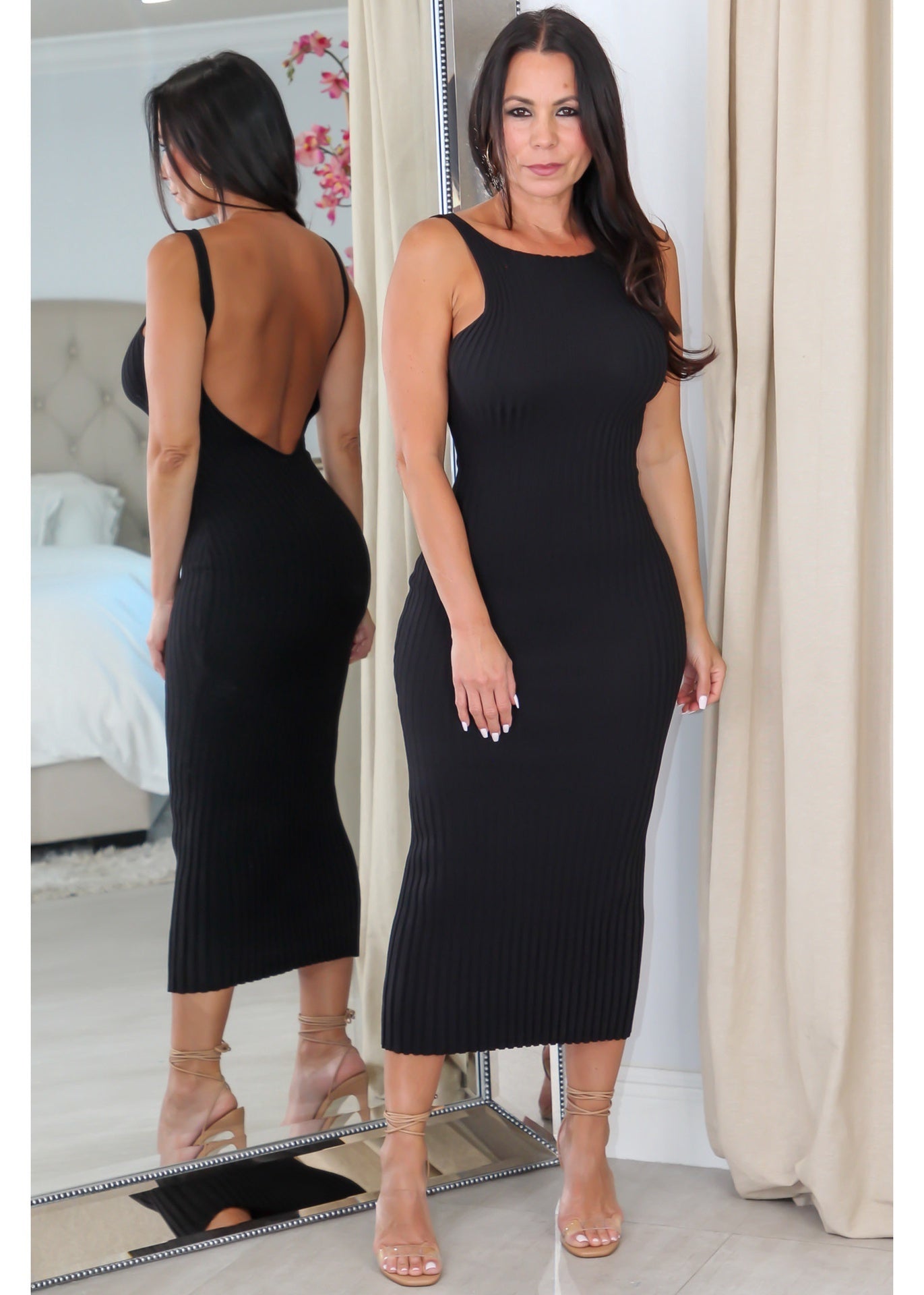 1225 Open Back Sleeveless Midi Dress