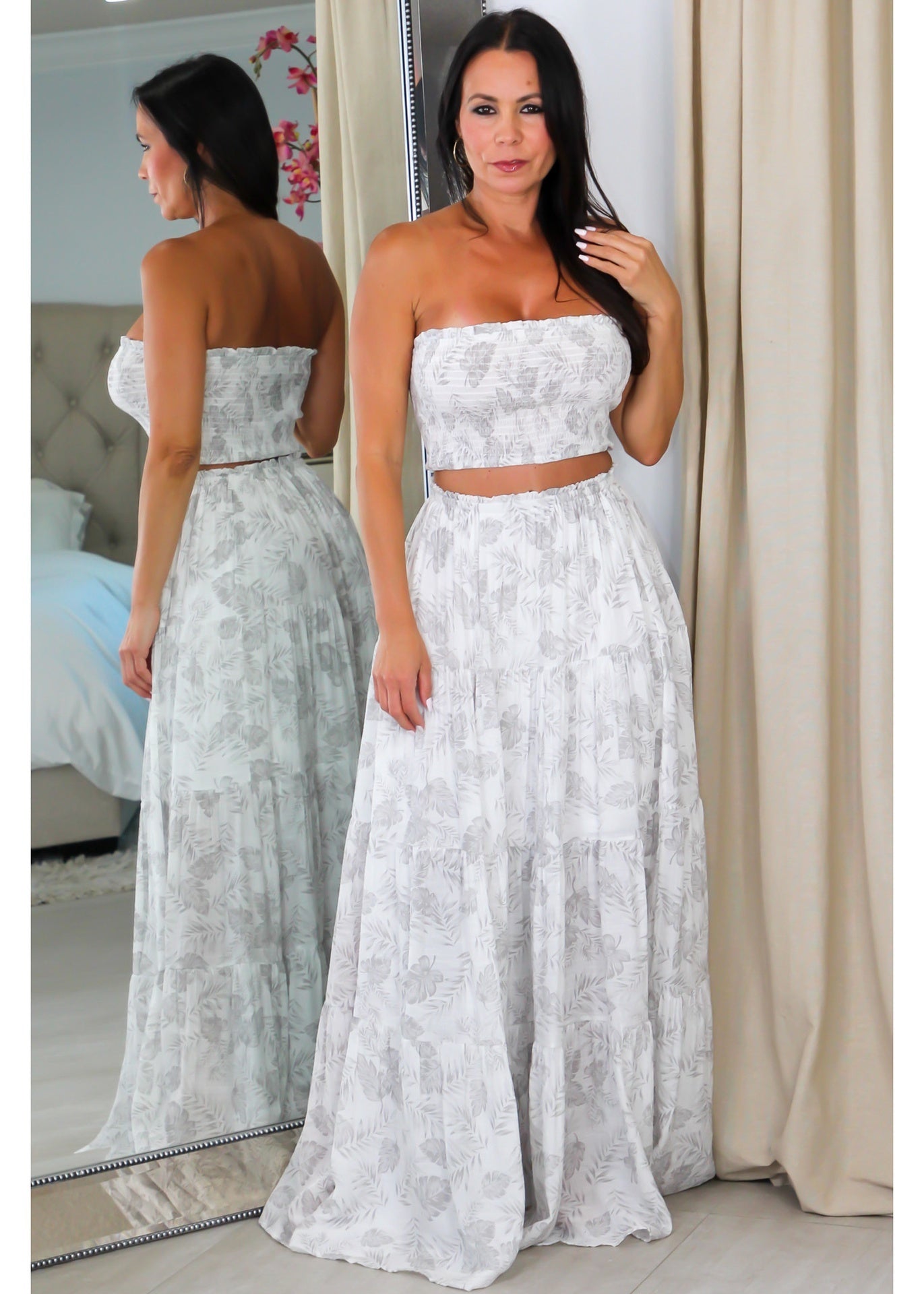 60709 Tube-Smocked Top &  Maxi Skirt Set