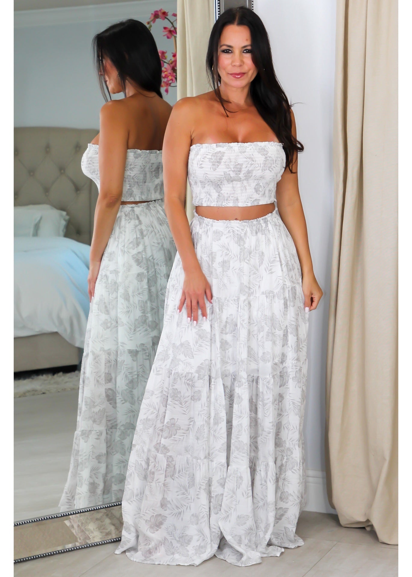 60709 Tube-Smocked Top &  Maxi Skirt Set