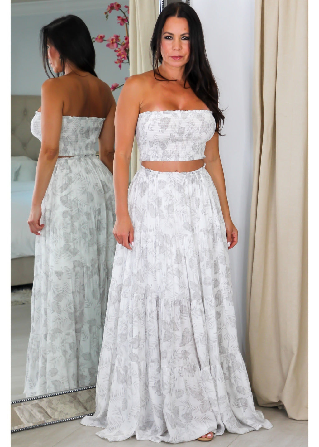 60709 Tube-Smocked Top &  Maxi Skirt Set