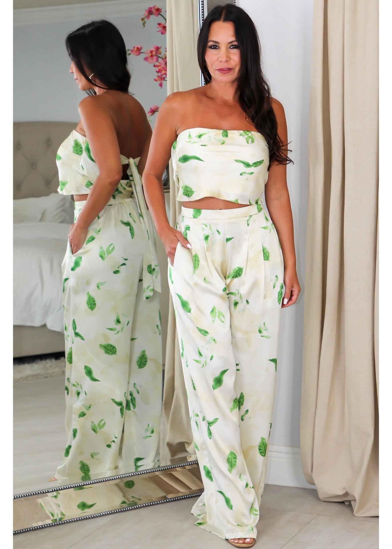 60763 Tube Crop Top &  Pants Set