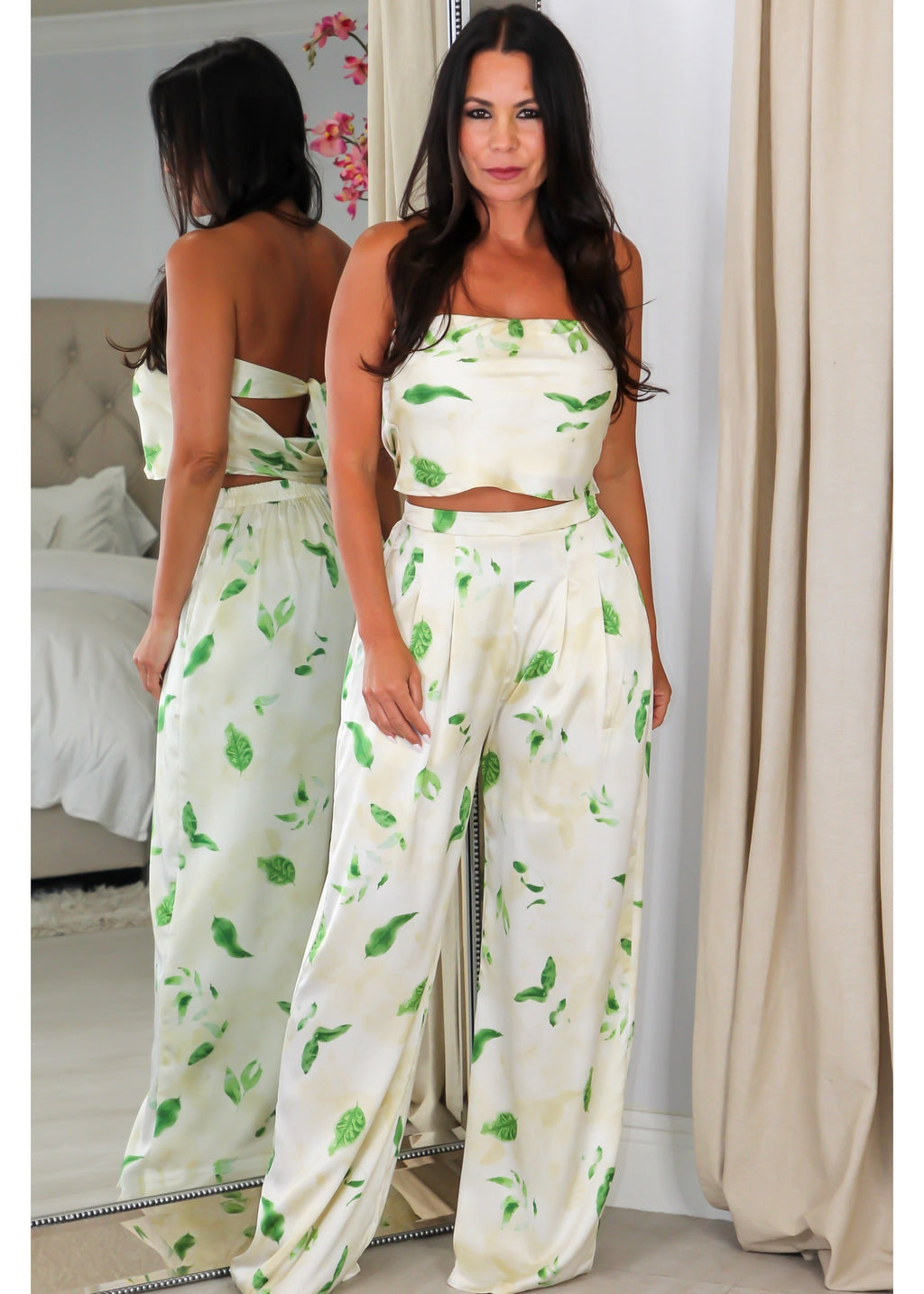 60763 Tube Crop Top &  Pants Set