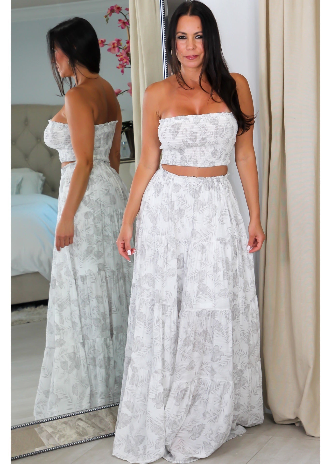 60709 Tube-Smocked Top &  Maxi Skirt Set