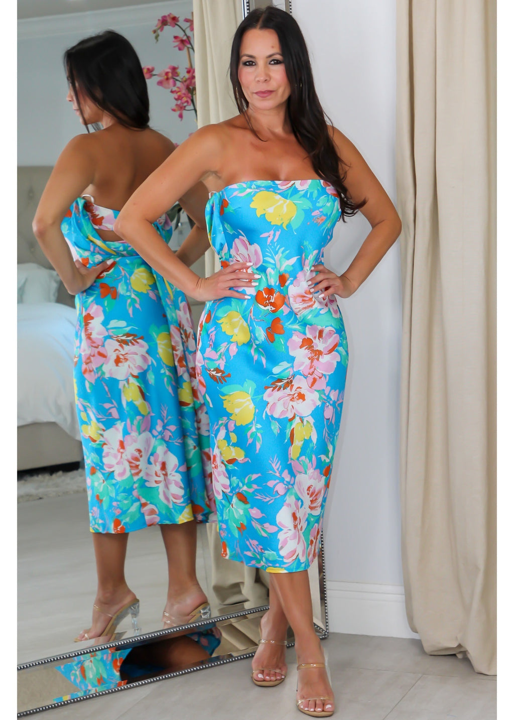 29917 Tube Tie Back Midi Dress