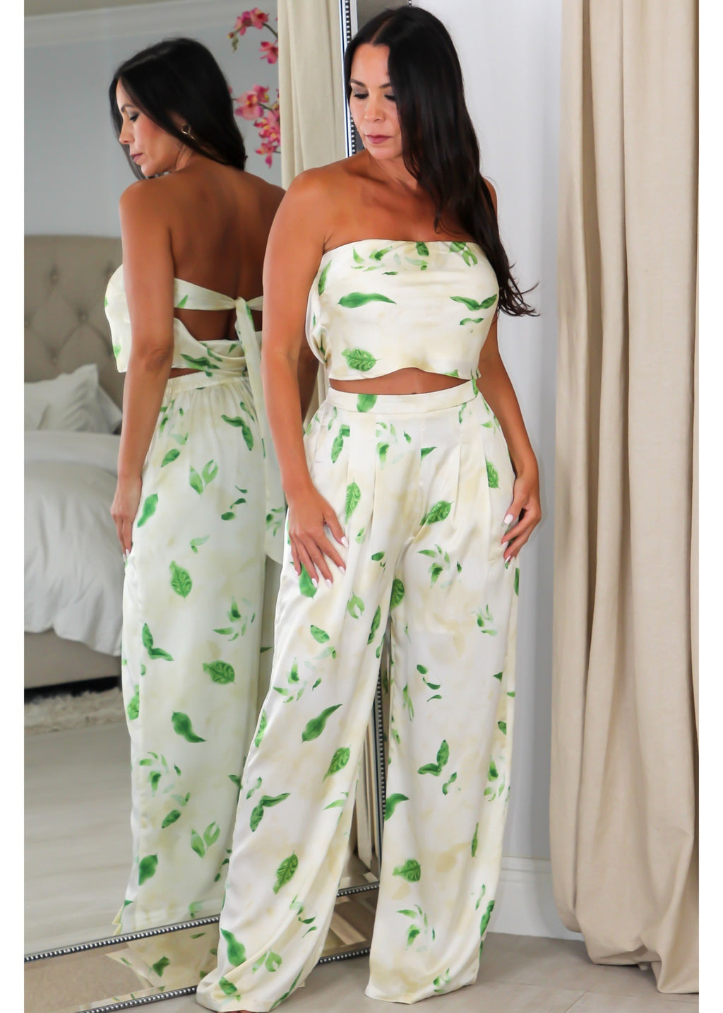 60763 Tube Crop Top &  Pants Set