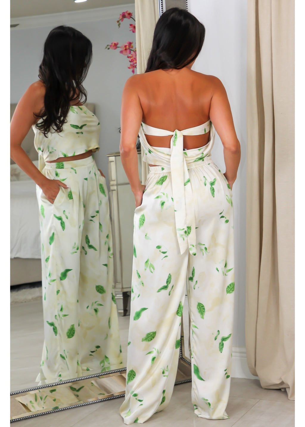 60763 Tube Crop Top &  Pants Set