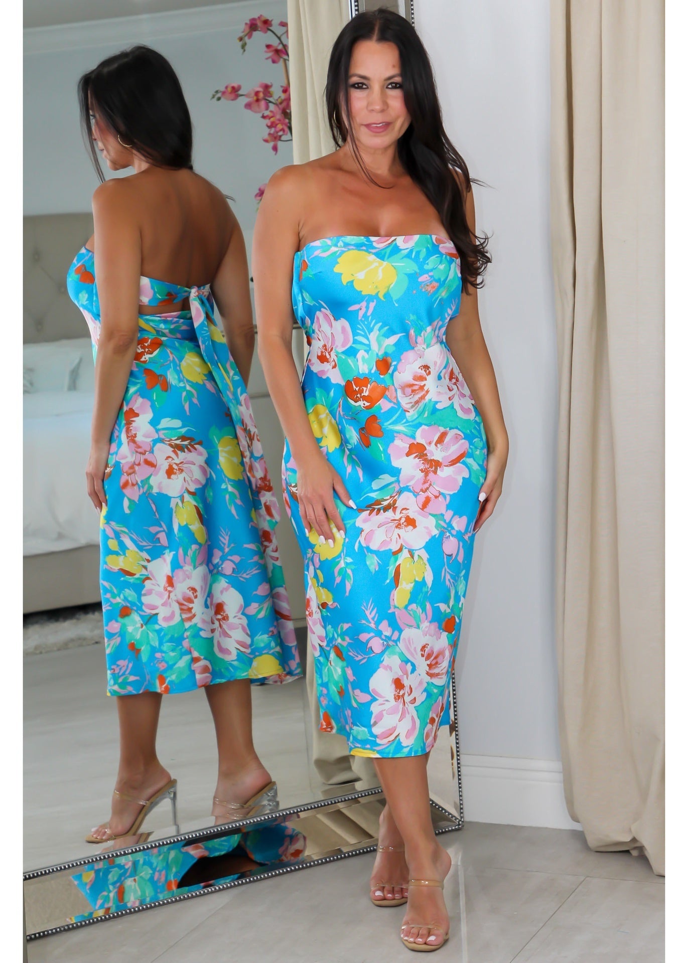 29917 Tube Tie Back Midi Dress