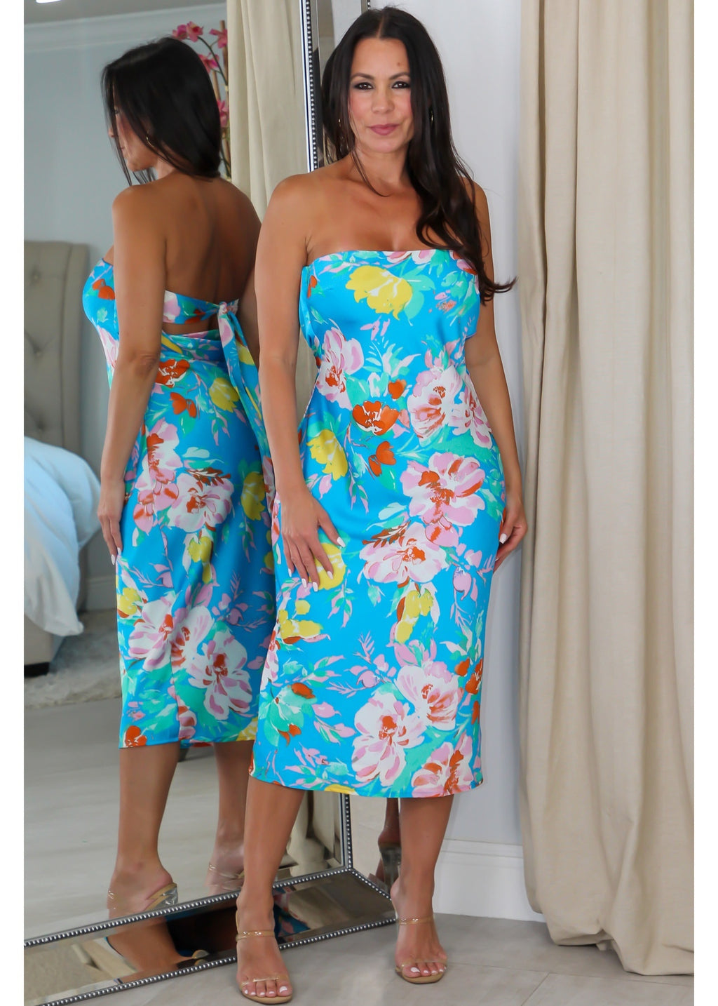 29917 Tube Tie Back Midi Dress