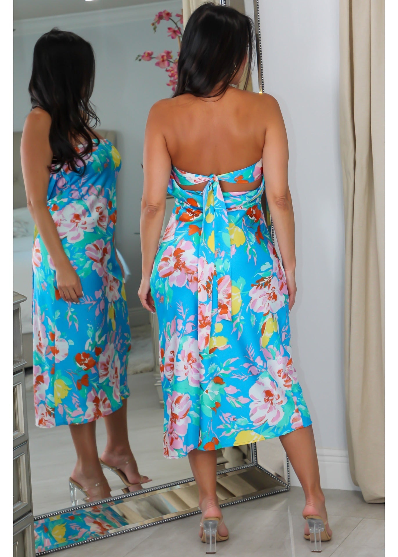 29917 Tube Tie Back Midi Dress