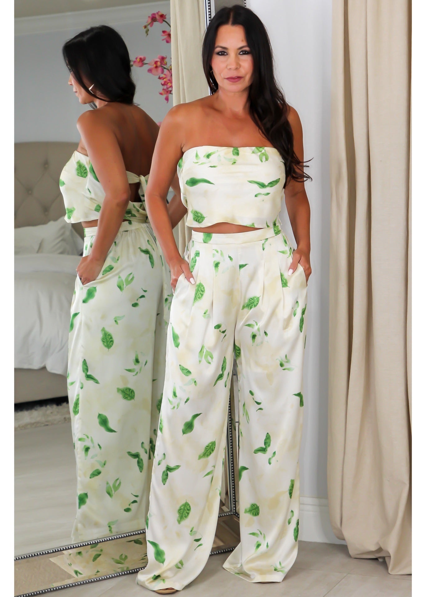 60763 Tube Crop Top &  Pants Set