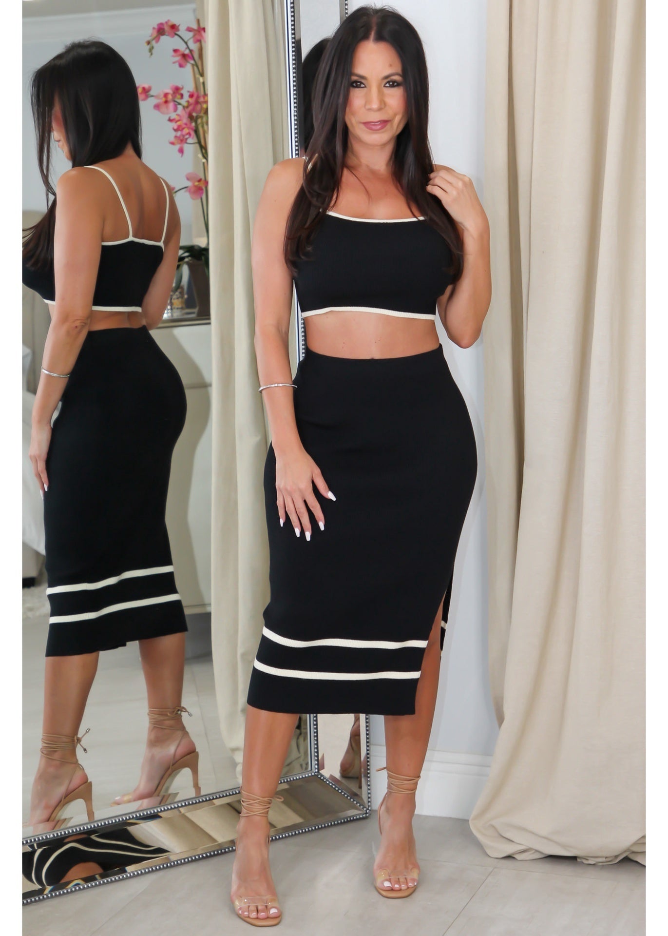 6178 Sweater Knit Cami Top Skirt Set