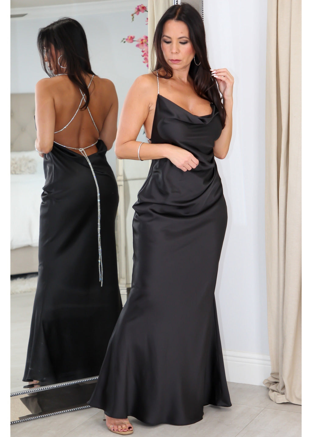 9627 Rhinestone Strap Slip Dress