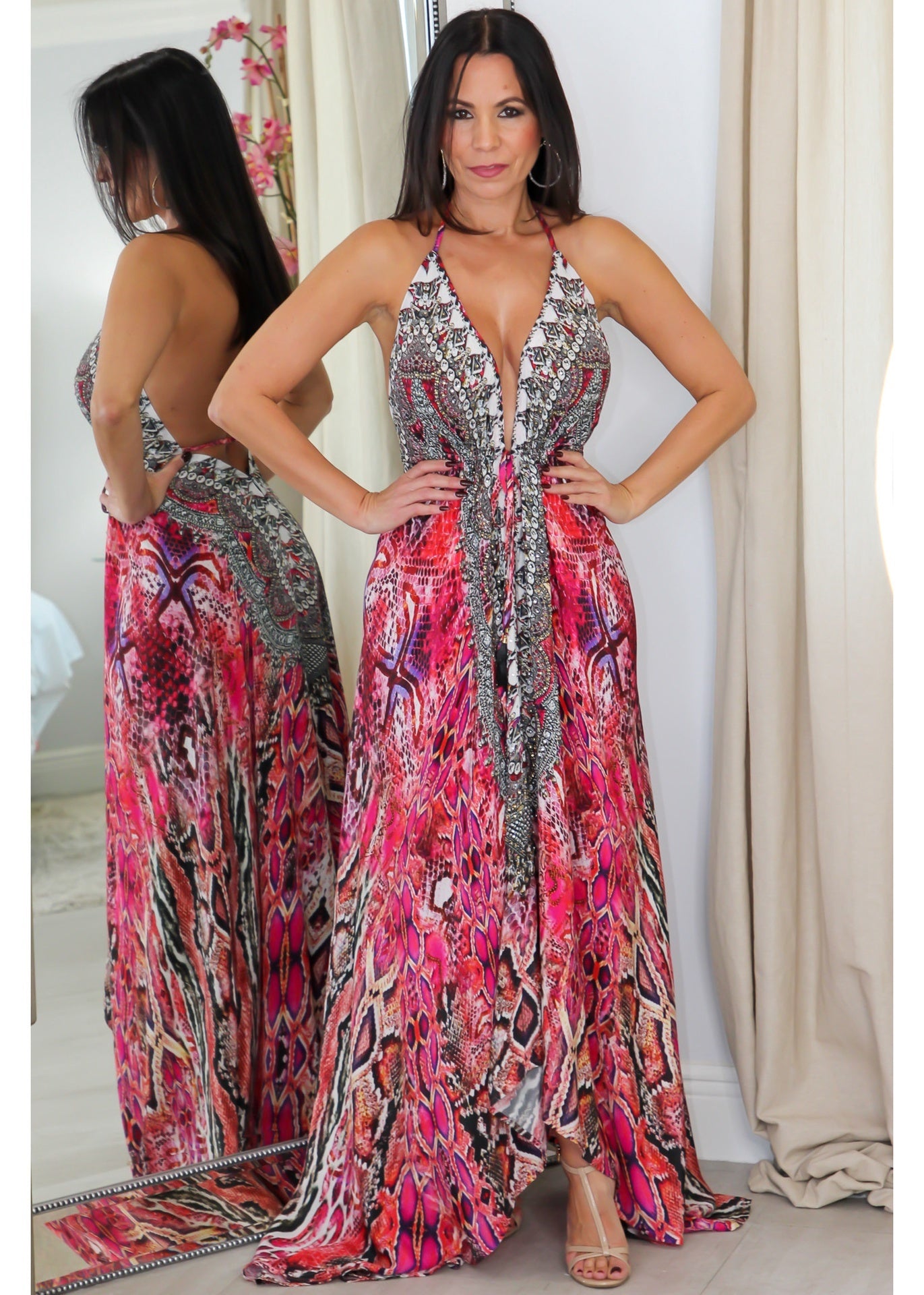 9019 Multi Color Stone Dress