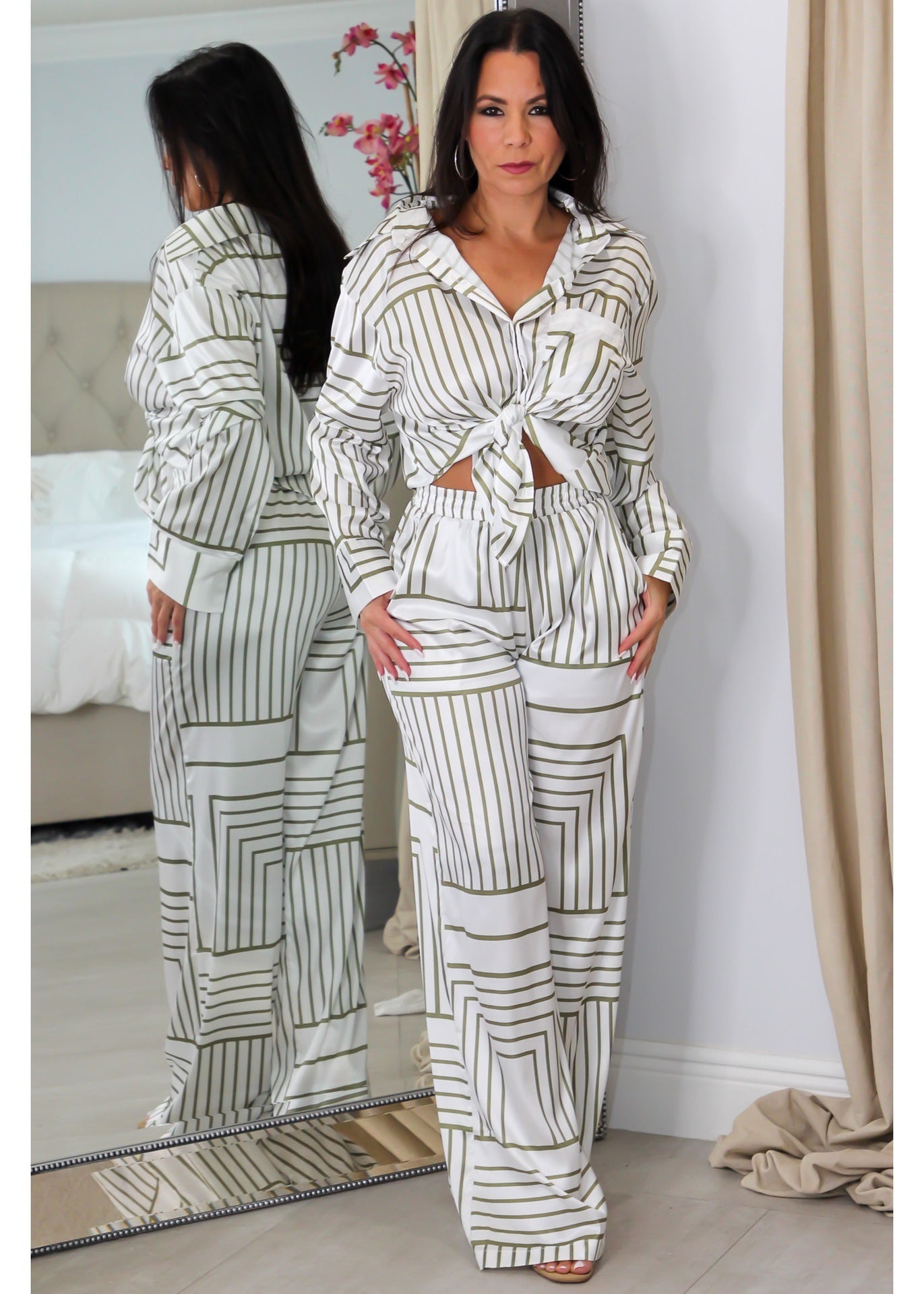 1998 Button Tie Down Blouse Pant Set