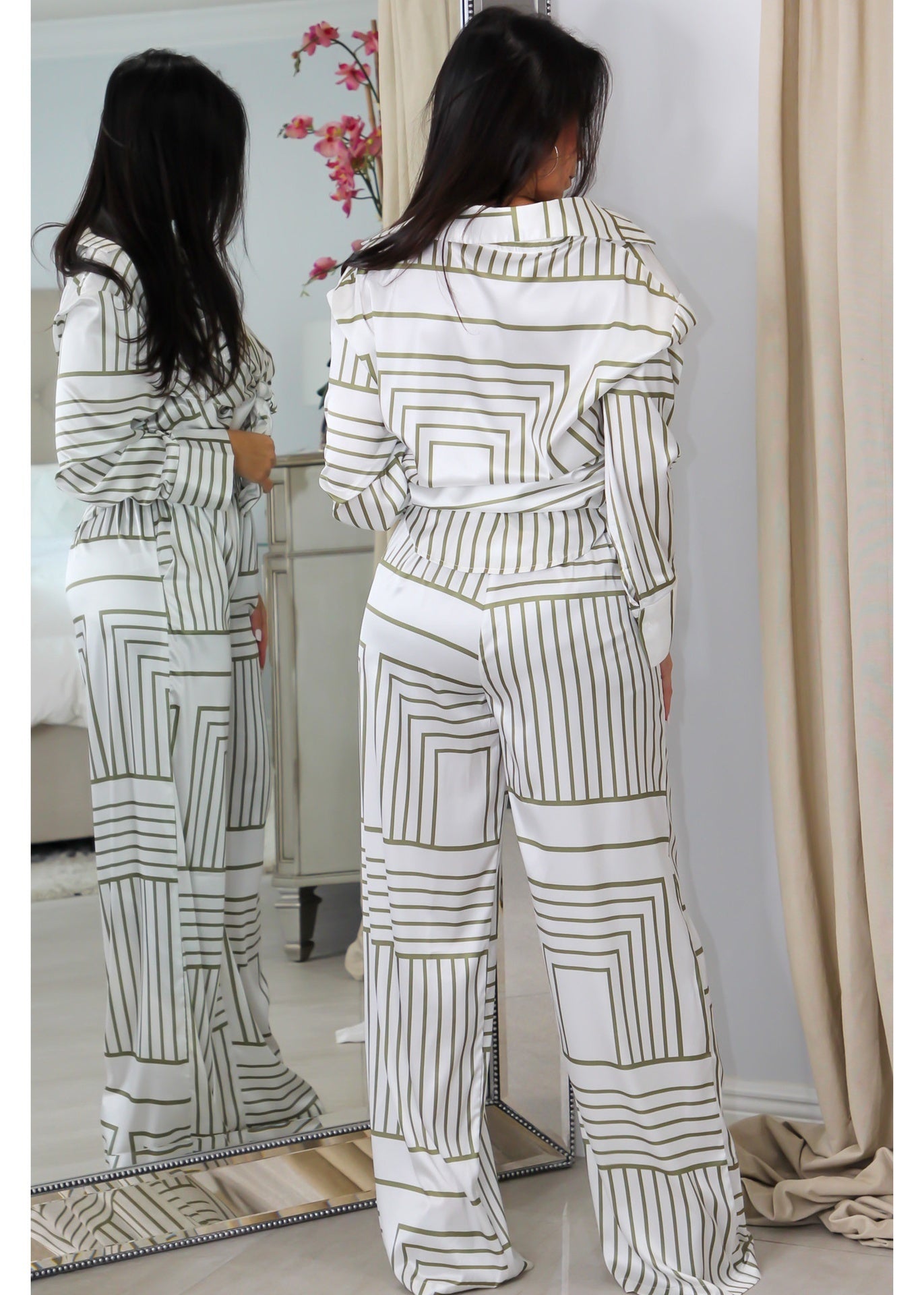 1998 Button Tie Down Blouse Pant Set