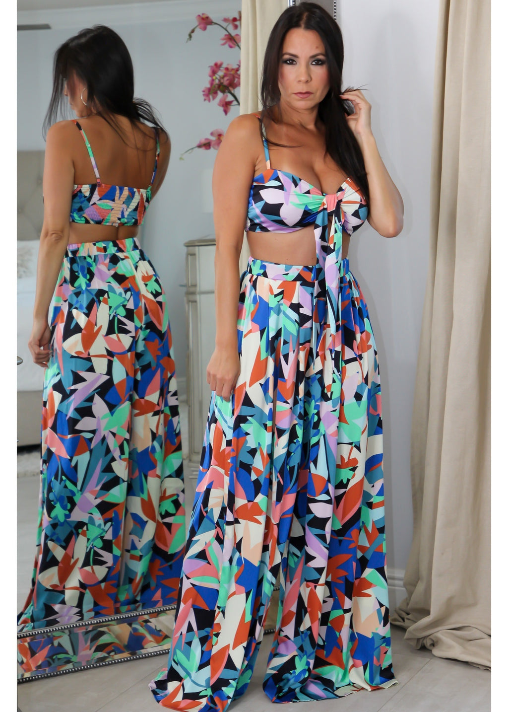 8810 Blue Floral Pant Set