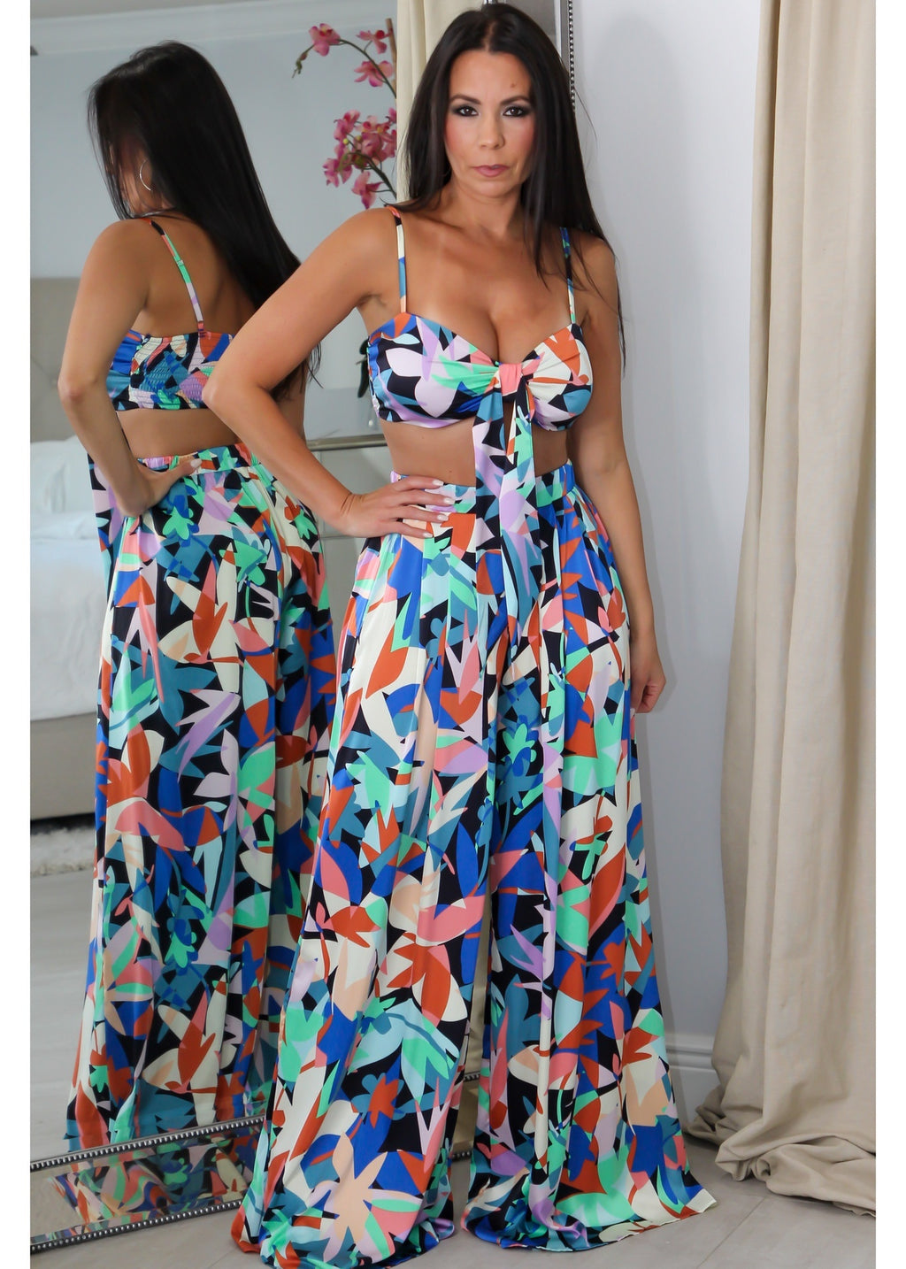 8810 Blue Floral Pant Set
