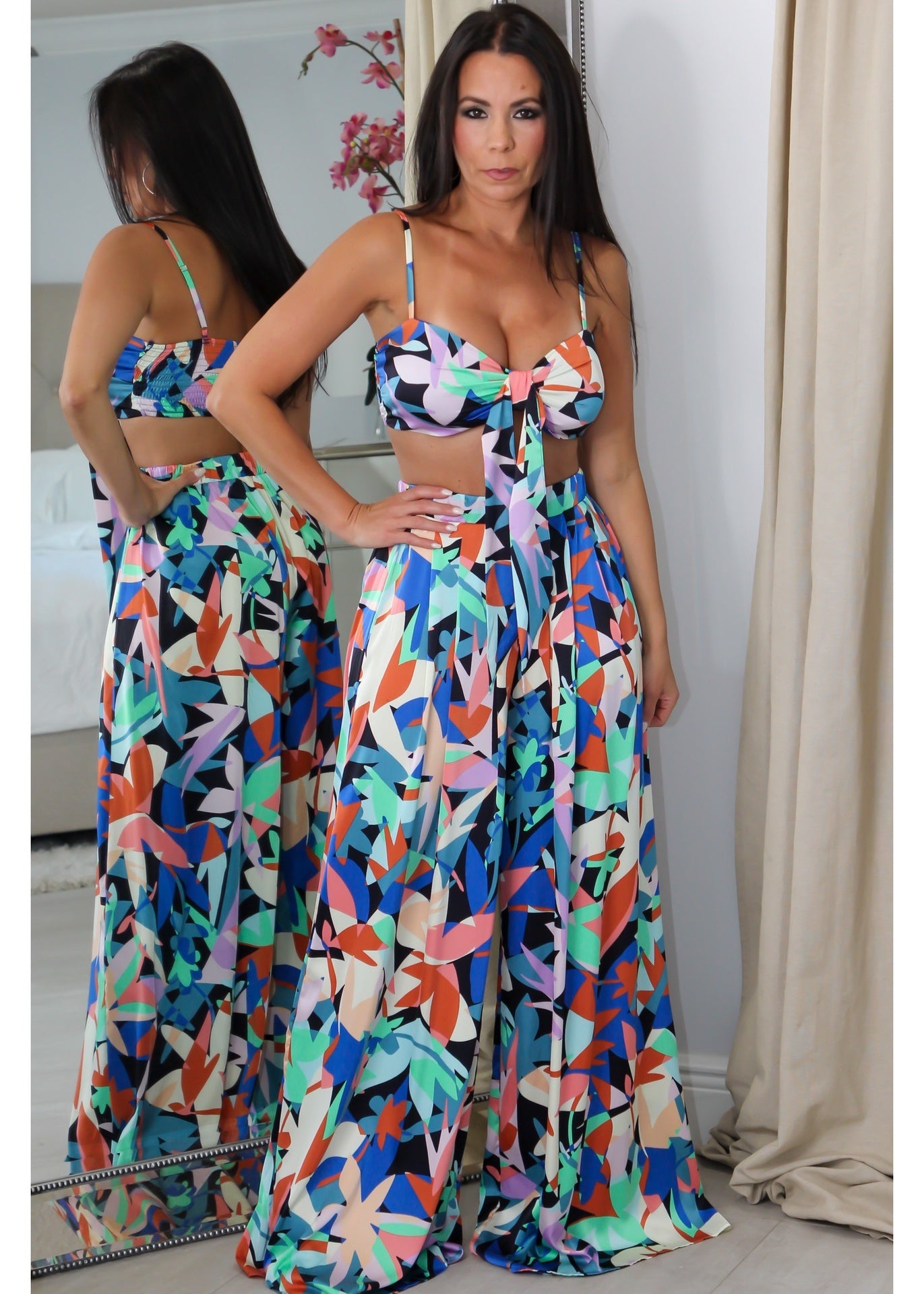 8810 Blue Floral Pant Set
