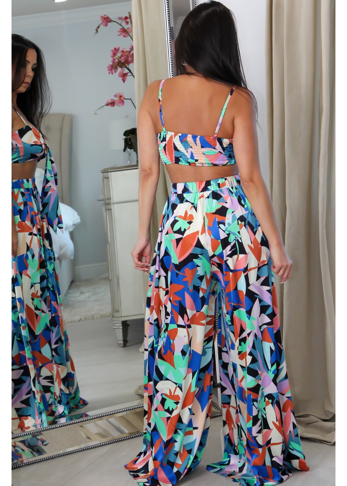 8810 Blue Floral Pant Set