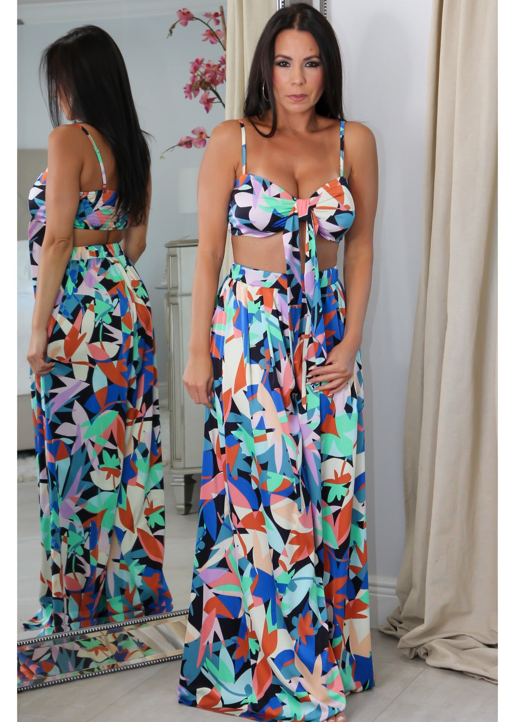 8810 Blue Floral Pant Set