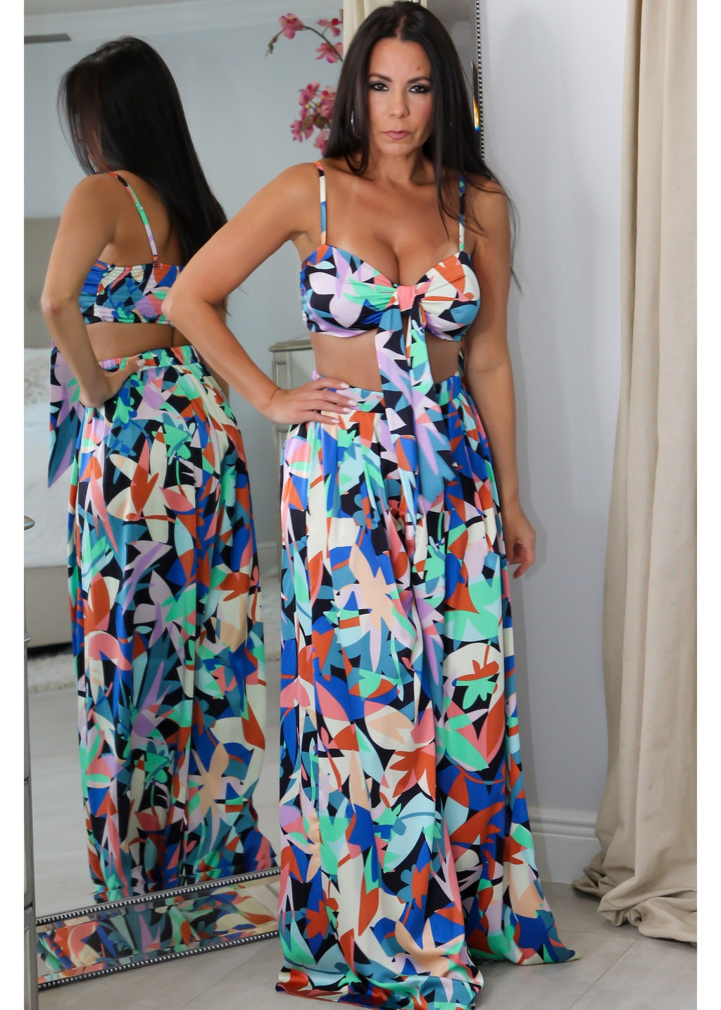 8810 Blue Floral Pant Set