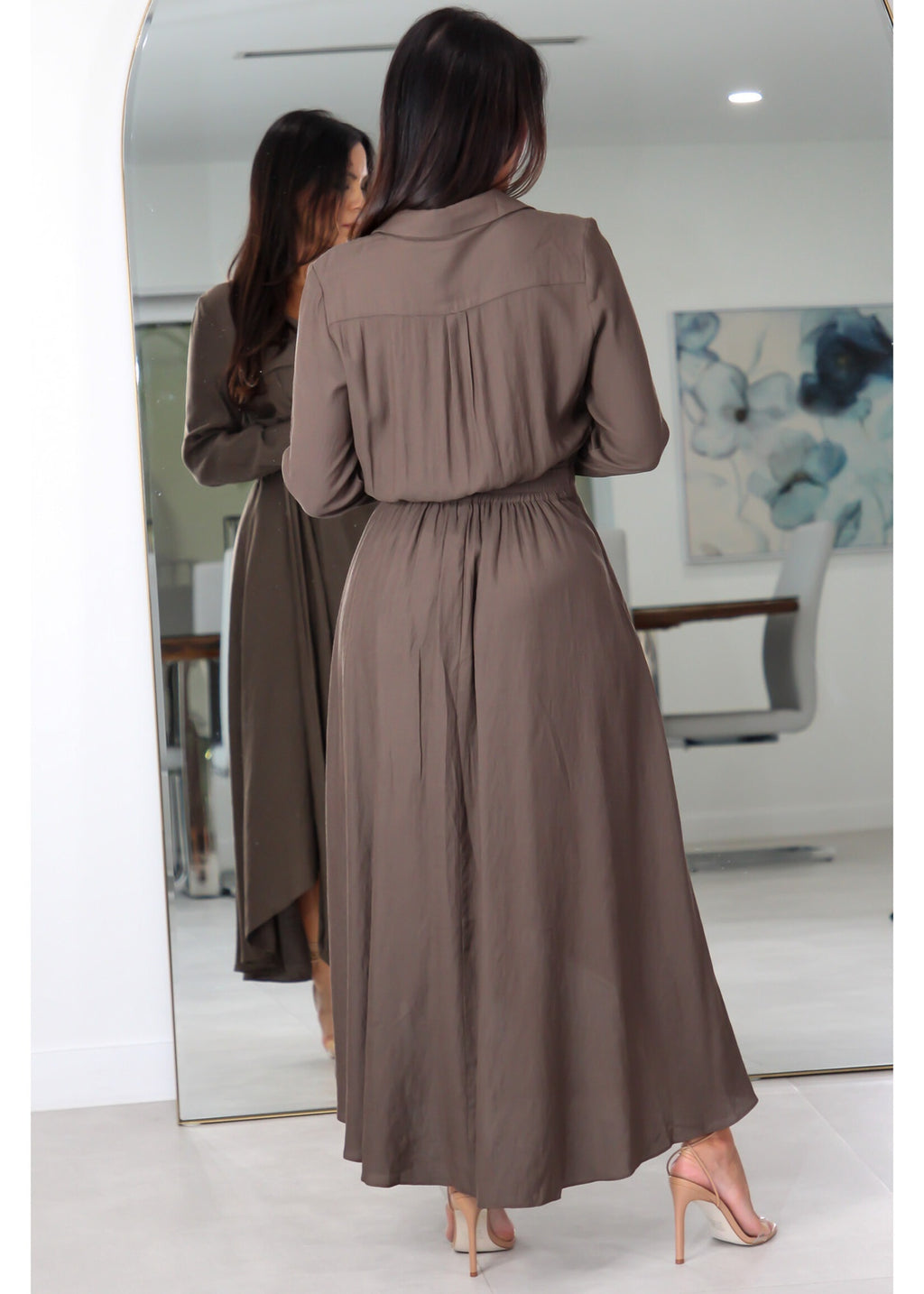 21898 Front Pocket Tie Waist Shirt Dress