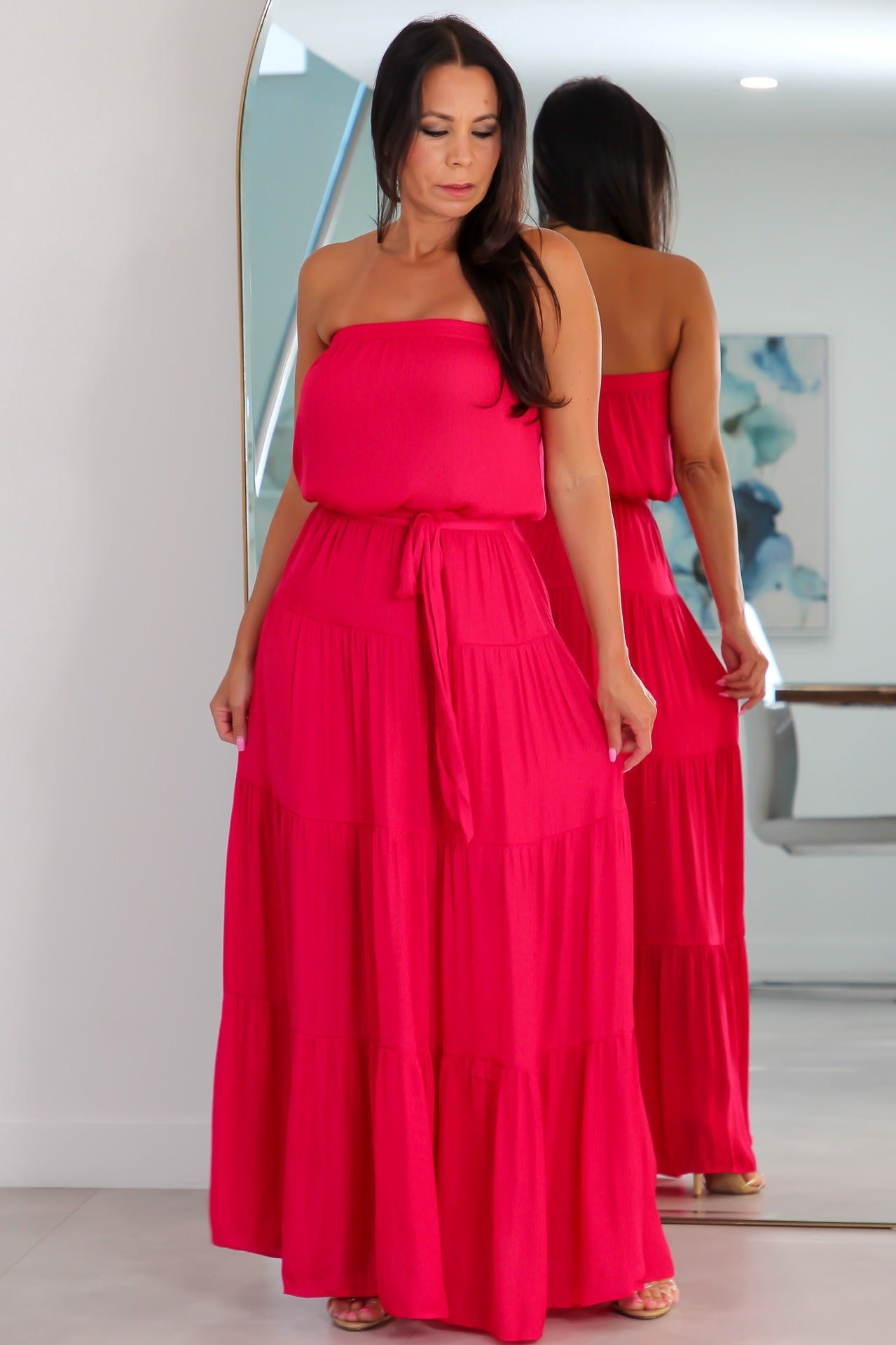 115893 Maxi Tiered Tube Dress