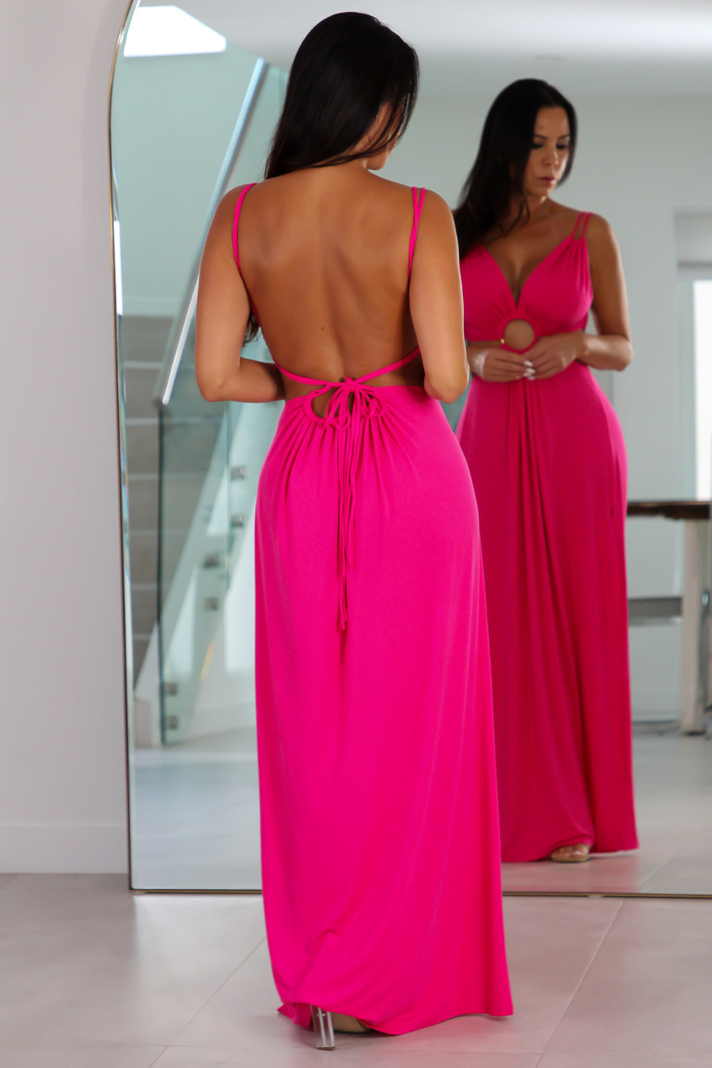 2021 Open Back Sleeveless Cut Out Maxi Dress